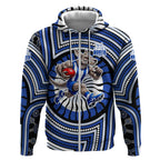 North Melbourne Kangaroos Zip Hoodie Indigenous Monochrome Dot Art Mascot Style