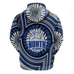 North Melbourne Kangaroos Zip Hoodie Indigenous Monochrome Dot Art Mascot Style