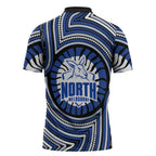 North Melbourne Kangaroos Zipper Polo Shirt Indigenous Monochrome Dot Art Mascot Style