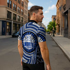 North Melbourne Kangaroos Zipper Polo Shirt Indigenous Monochrome Dot Art Mascot Style
