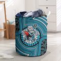 Port Adelaide Football Club Laundry Basket Indigenous Monochrome Dot Art Mascot Style