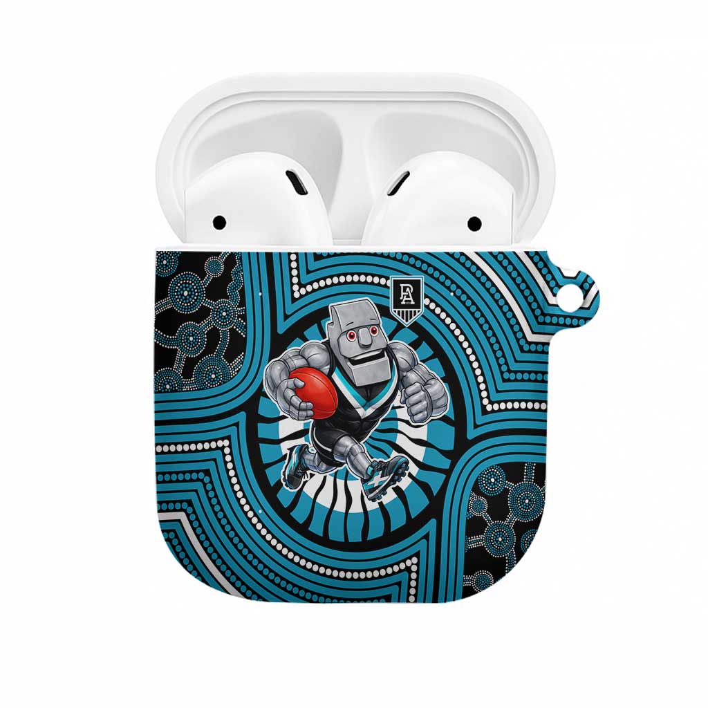 Port Adelaide Football Club AirPods Case Indigenous Monochrome Dot Art Mascot Style