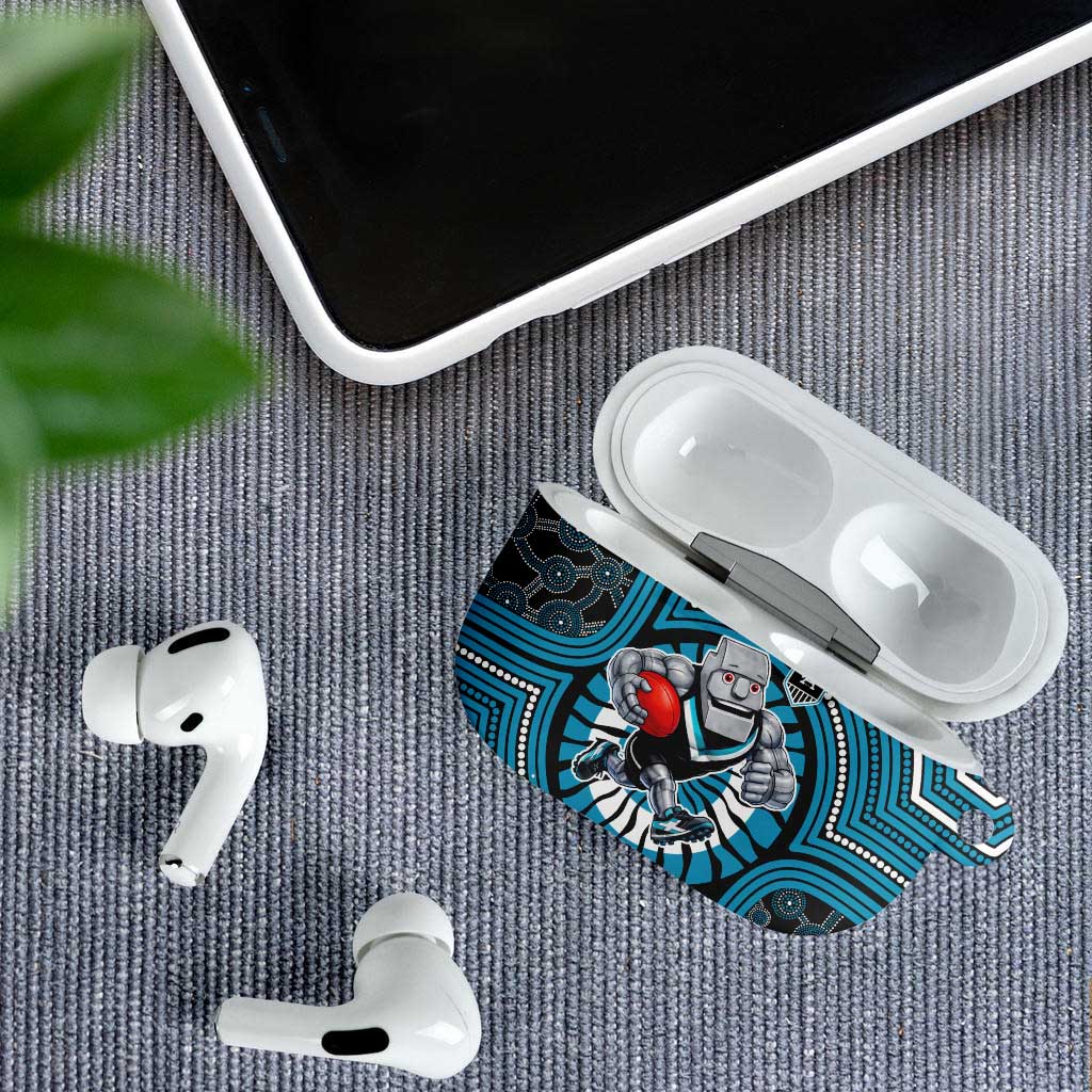 Port Adelaide Football Club AirPods Case Indigenous Monochrome Dot Art Mascot Style