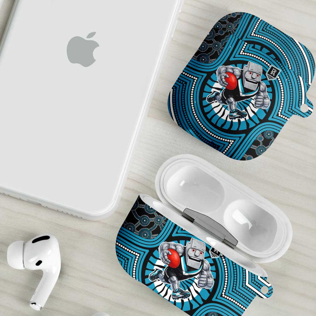 Port Adelaide Football Club AirPods Case Indigenous Monochrome Dot Art Mascot Style