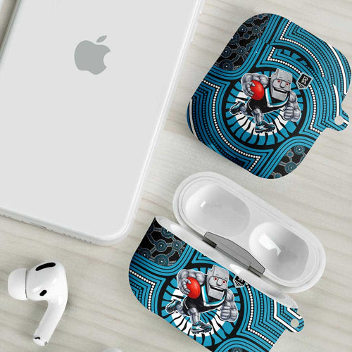Port Adelaide Football Club AirPods Case Indigenous Monochrome Dot Art Mascot Style