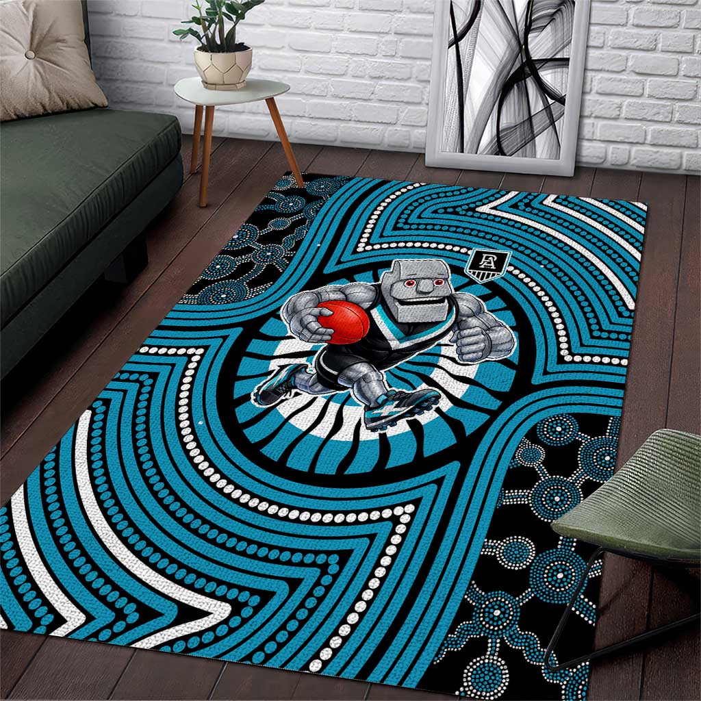 Port Adelaide Football Club Area Rug Indigenous Monochrome Dot Art Mascot Style