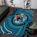 Port Adelaide Football Club Area Rug Indigenous Monochrome Dot Art Mascot Style