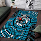 Port Adelaide Football Club Area Rug Indigenous Monochrome Dot Art Mascot Style