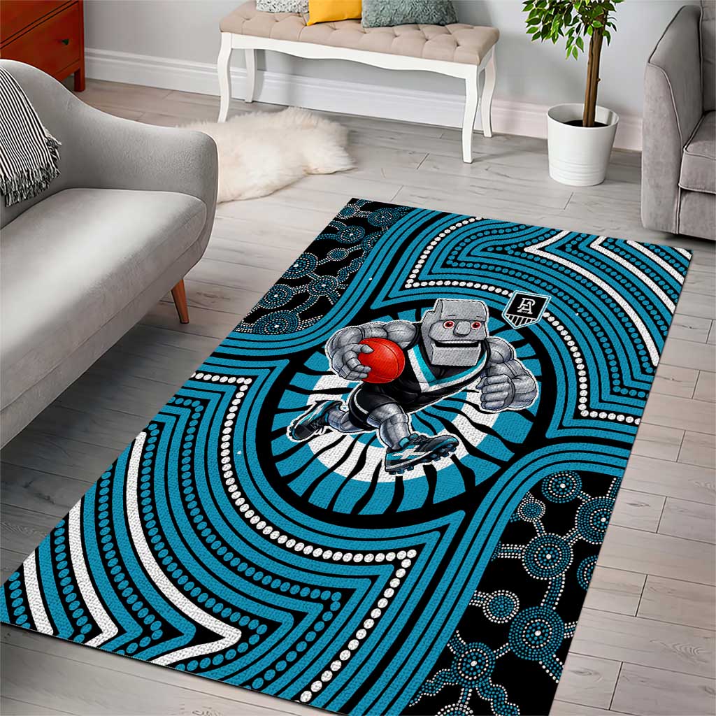 Port Adelaide Football Club Area Rug Indigenous Monochrome Dot Art Mascot Style