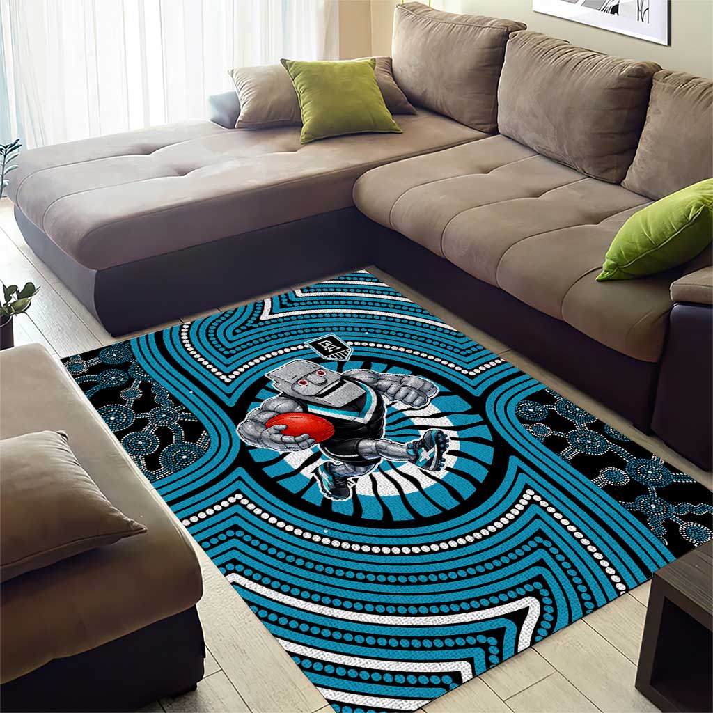 Port Adelaide Football Club Area Rug Indigenous Monochrome Dot Art Mascot Style