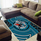 Port Adelaide Football Club Area Rug Indigenous Monochrome Dot Art Mascot Style