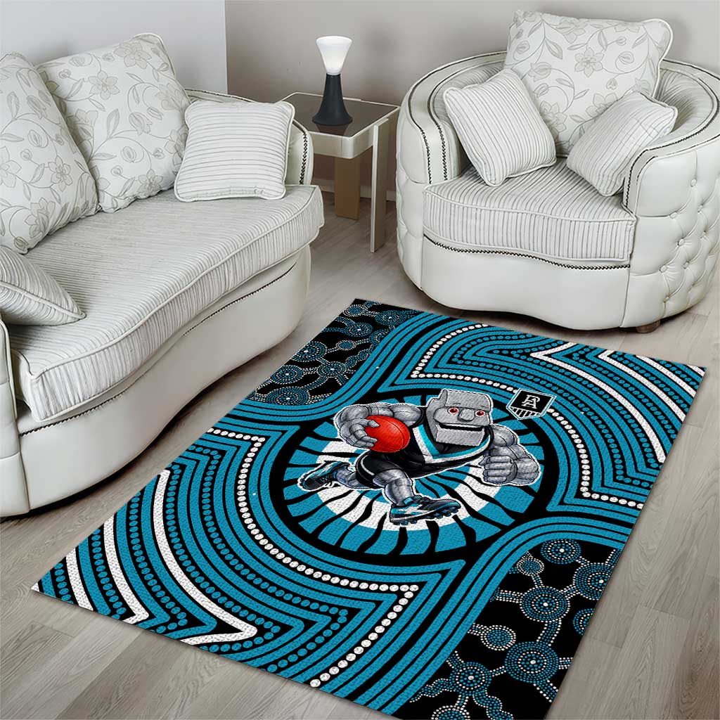 Port Adelaide Football Club Area Rug Indigenous Monochrome Dot Art Mascot Style