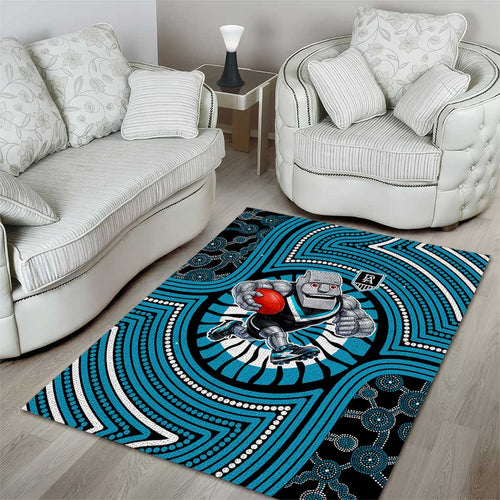 Port Adelaide Football Club Area Rug Indigenous Monochrome Dot Art Mascot Style