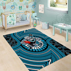 Port Adelaide Football Club Area Rug Indigenous Monochrome Dot Art Mascot Style