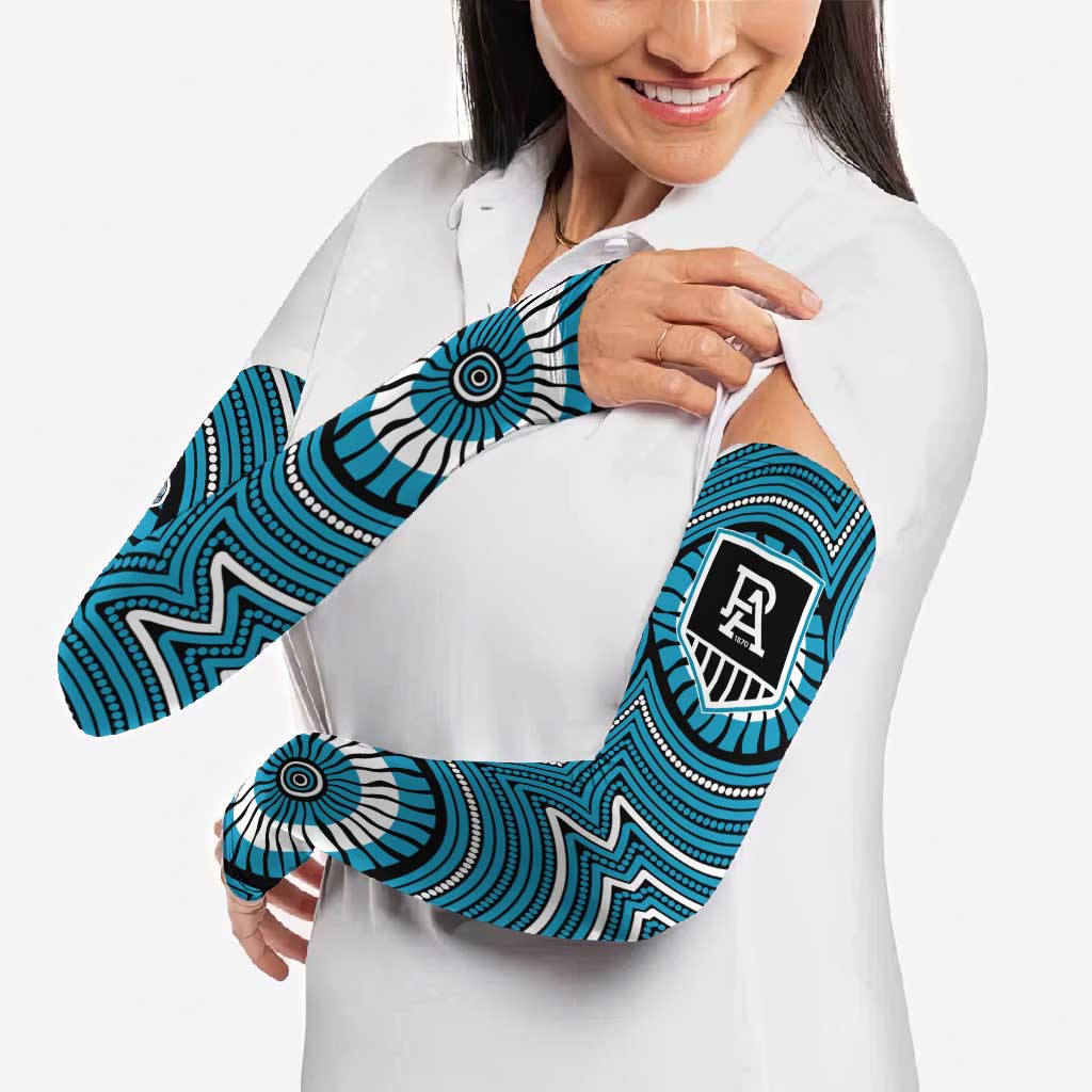 Port Adelaide Football Club Arm Sleeves Indigenous Monochrome Dot Art Mascot Style