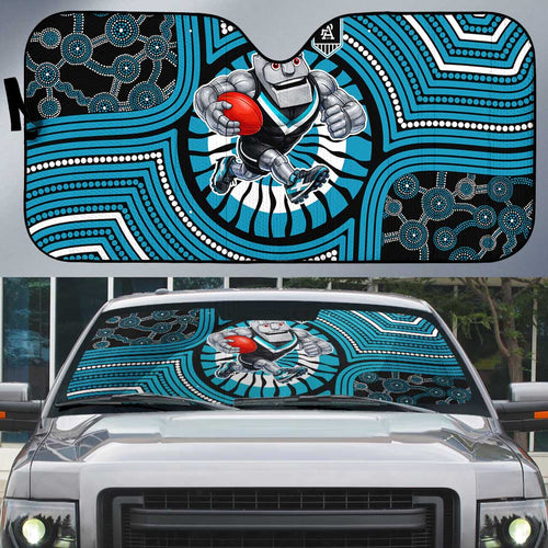 Port Adelaide Football Club Auto Sun Shade Indigenous Monochrome Dot Art Mascot Style
