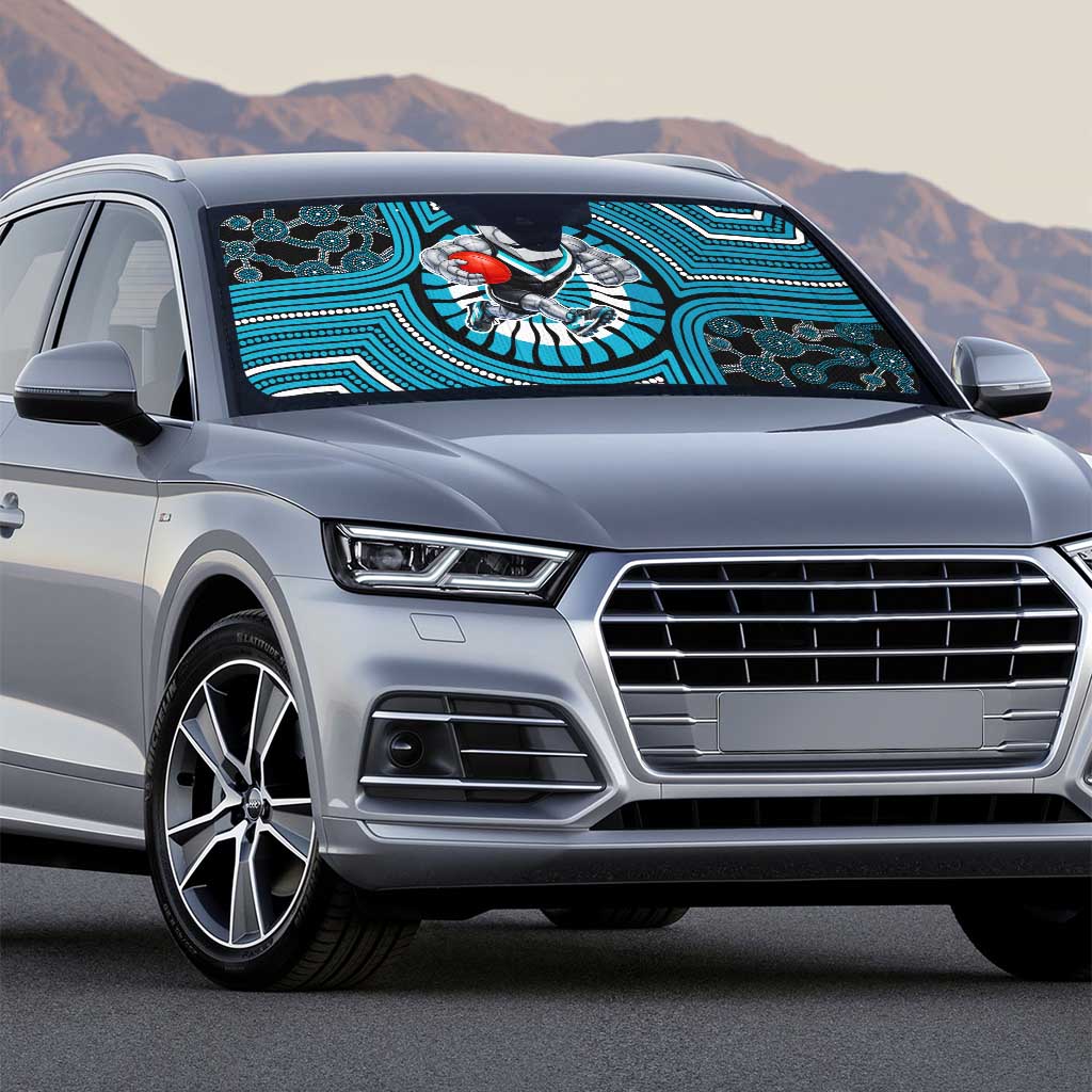 Port Adelaide Football Club Auto Sun Shade Indigenous Monochrome Dot Art Mascot Style
