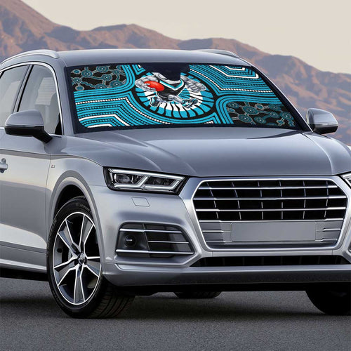 Port Adelaide Football Club Auto Sun Shade Indigenous Monochrome Dot Art Mascot Style