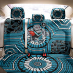 Port Adelaide Football Club Back Car Seat Cover Indigenous Monochrome Dot Art Mascot Style