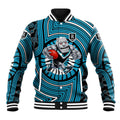 Port Adelaide Football Club Baseball Jacket Indigenous Monochrome Dot Art Mascot Style