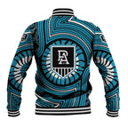 Port Adelaide Football Club Baseball Jacket Indigenous Monochrome Dot Art Mascot Style