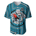 Port Adelaide Football Club Baseball Jersey Indigenous Monochrome Dot Art Mascot Style