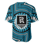 Port Adelaide Football Club Baseball Jersey Indigenous Monochrome Dot Art Mascot Style