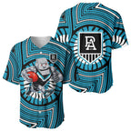 Port Adelaide Football Club Baseball Jersey Indigenous Monochrome Dot Art Mascot Style
