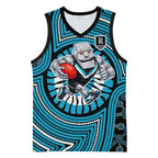 Port Adelaide Football Club Basketball Jersey Indigenous Monochrome Dot Art Mascot Style