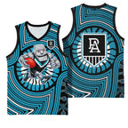 Port Adelaide Football Club Basketball Jersey Indigenous Monochrome Dot Art Mascot Style