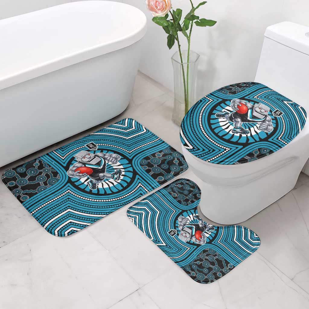 Port Adelaide Football Club Bathroom Set Indigenous Monochrome Dot Art Mascot Style