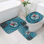 Port Adelaide Football Club Bathroom Set Indigenous Monochrome Dot Art Mascot Style