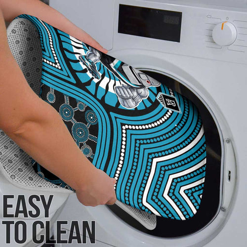 Port Adelaide Football Club Bathroom Set Indigenous Monochrome Dot Art Mascot Style