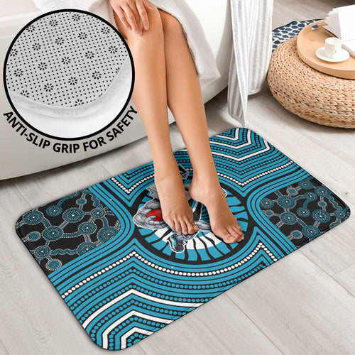 Port Adelaide Football Club Bathroom Set Indigenous Monochrome Dot Art Mascot Style