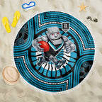 Port Adelaide Football Club Beach Blanket Indigenous Monochrome Dot Art Mascot Style