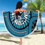 Port Adelaide Football Club Beach Blanket Indigenous Monochrome Dot Art Mascot Style