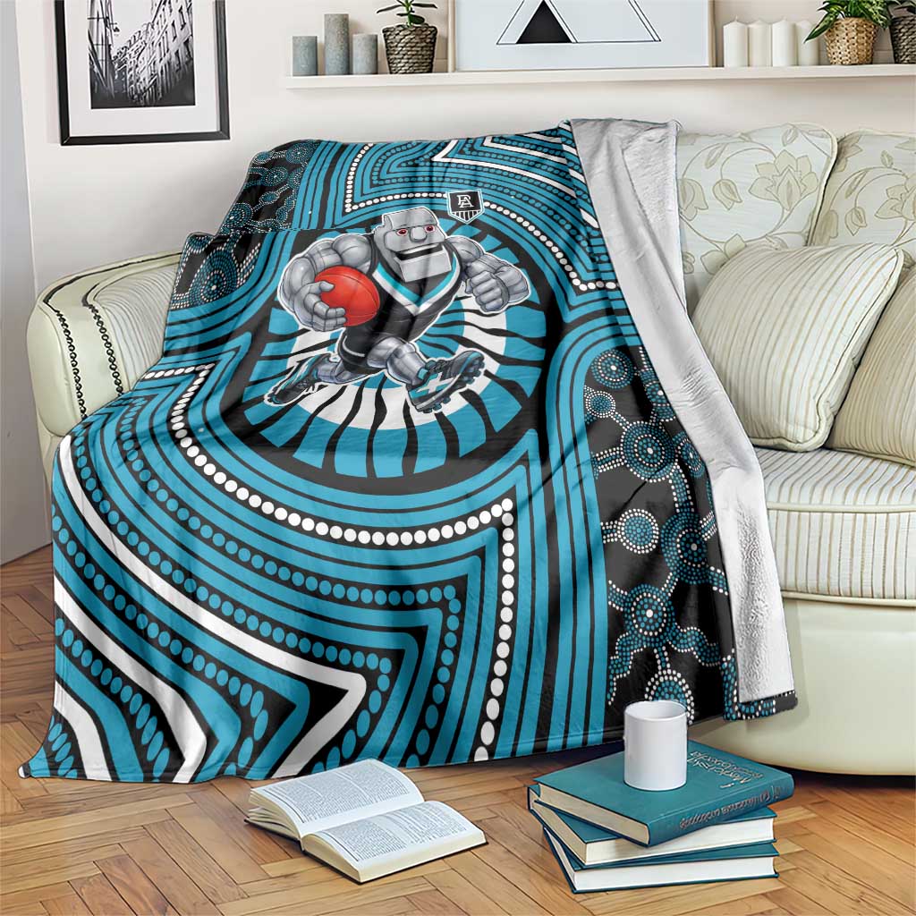 Port Adelaide Football Club Blanket Indigenous Monochrome Dot Art Mascot Style