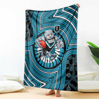 Port Adelaide Football Club Blanket Indigenous Monochrome Dot Art Mascot Style