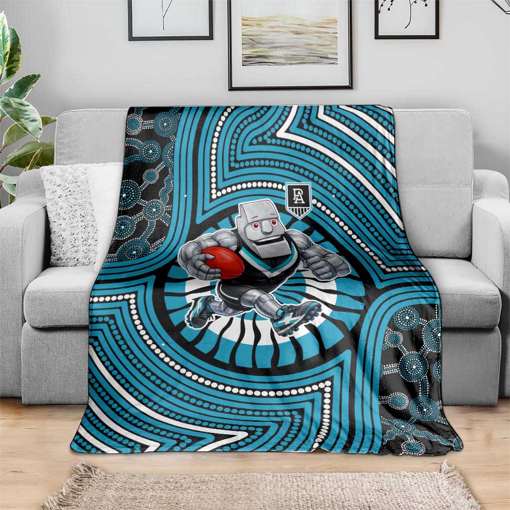 Port Adelaide Football Club Blanket Indigenous Monochrome Dot Art Mascot Style