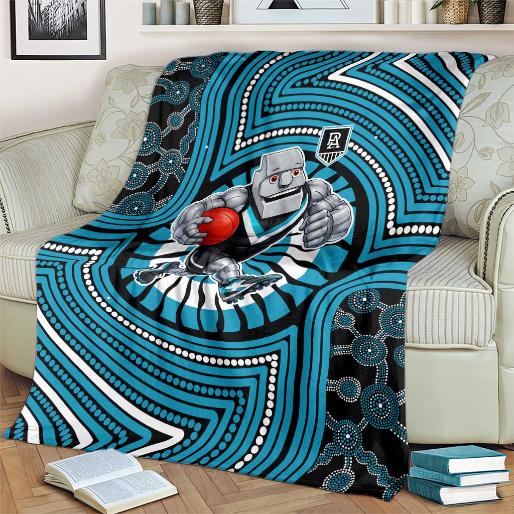 Port Adelaide Football Club Blanket Indigenous Monochrome Dot Art Mascot Style