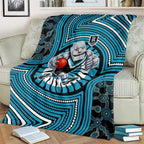 Port Adelaide Football Club Blanket Indigenous Monochrome Dot Art Mascot Style