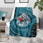 Port Adelaide Football Club Blanket Indigenous Monochrome Dot Art Mascot Style