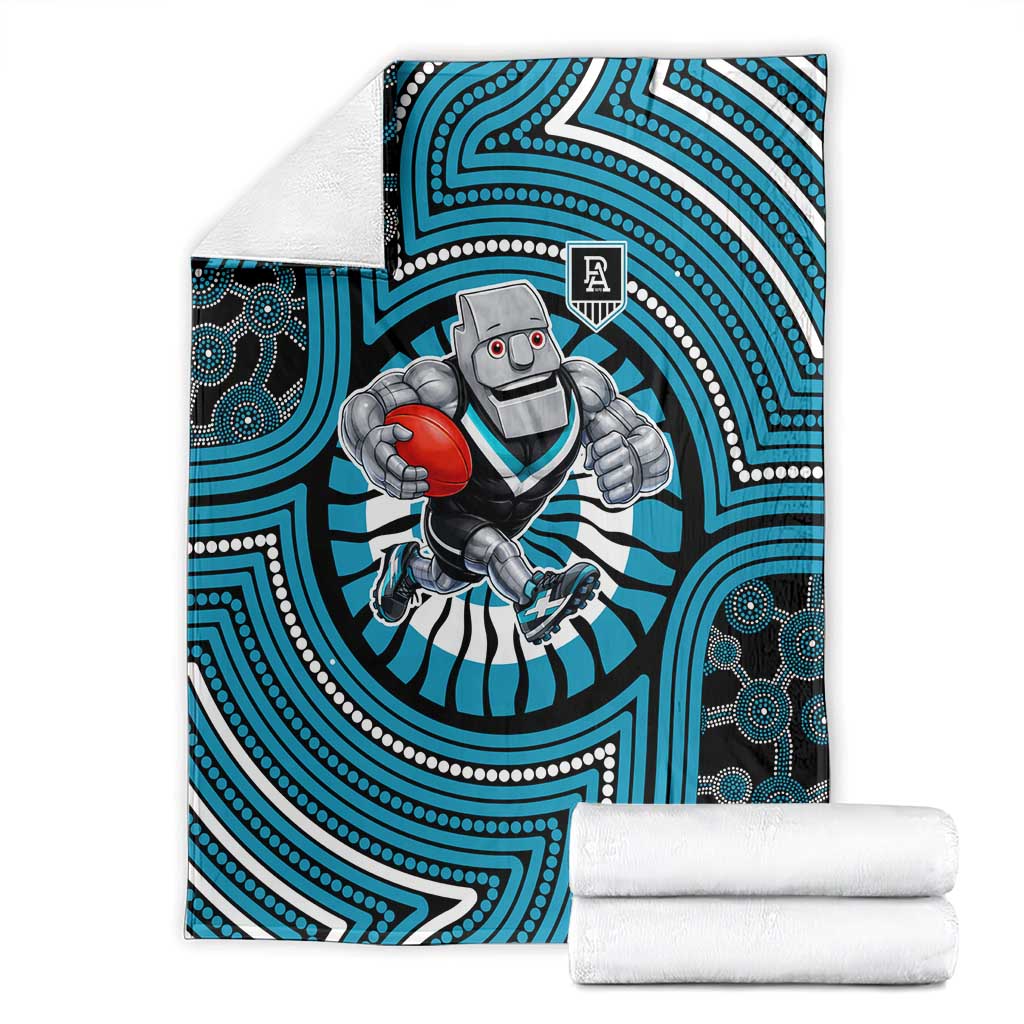Port Adelaide Football Club Blanket Indigenous Monochrome Dot Art Mascot Style