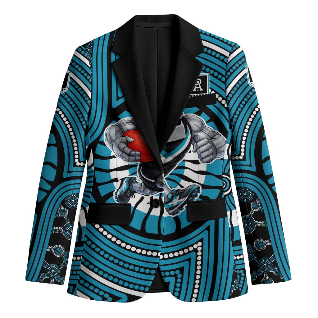 Port Adelaide Football Club Blazer Indigenous Monochrome Dot Art Mascot Style