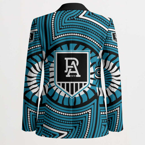 Port Adelaide Football Club Blazer Indigenous Monochrome Dot Art Mascot Style