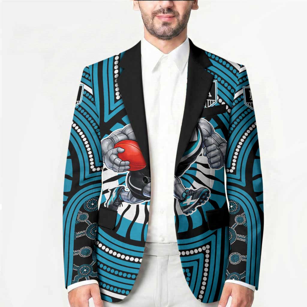 Port Adelaide Football Club Blazer Indigenous Monochrome Dot Art Mascot Style