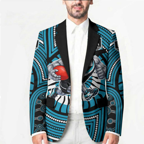 Port Adelaide Football Club Blazer Indigenous Monochrome Dot Art Mascot Style