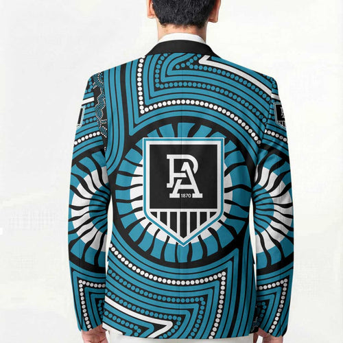 Port Adelaide Football Club Blazer Indigenous Monochrome Dot Art Mascot Style