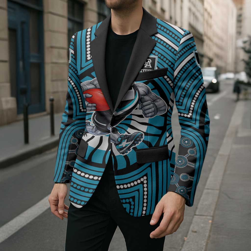 Port Adelaide Football Club Blazer Indigenous Monochrome Dot Art Mascot Style