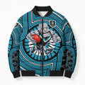 Port Adelaide Football Club Bomber Puffer Jacket Indigenous Monochrome Dot Art Mascot Style
